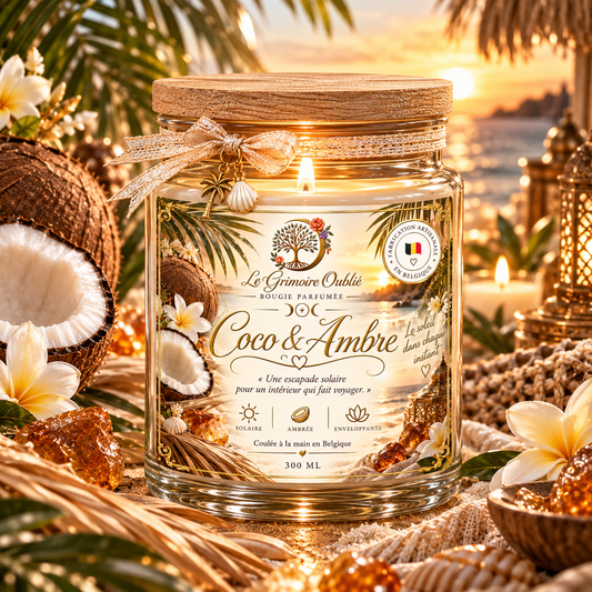 Bougie parfumée Coco & Ambre artisanale | Le Grimoire Oublié