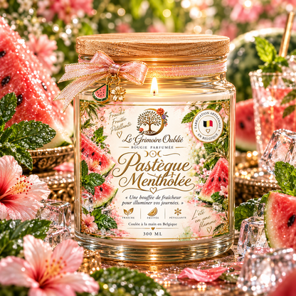Bougie parfumée Pastèque Mentholée artisanale | Le Grimoire Oublié