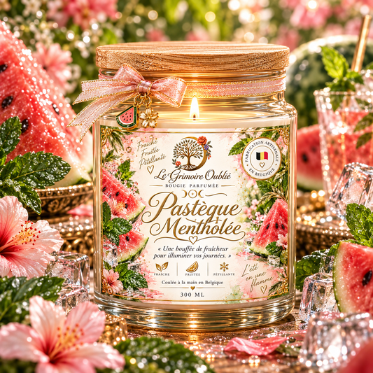 Bougie parfumée Pastèque Mentholée artisanale | Le Grimoire Oublié