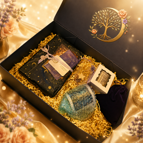 Box littéraire Prestige Le Grimoire Oublié avec roman, bougie artisanale et mug